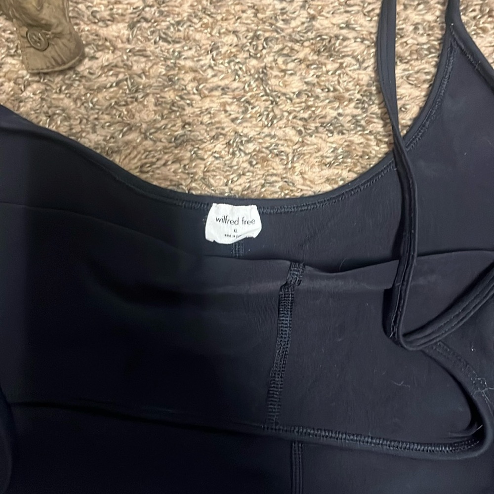 Aritzia Wilfred Free Divinity 7" Romper Black XL one piece romper work out
